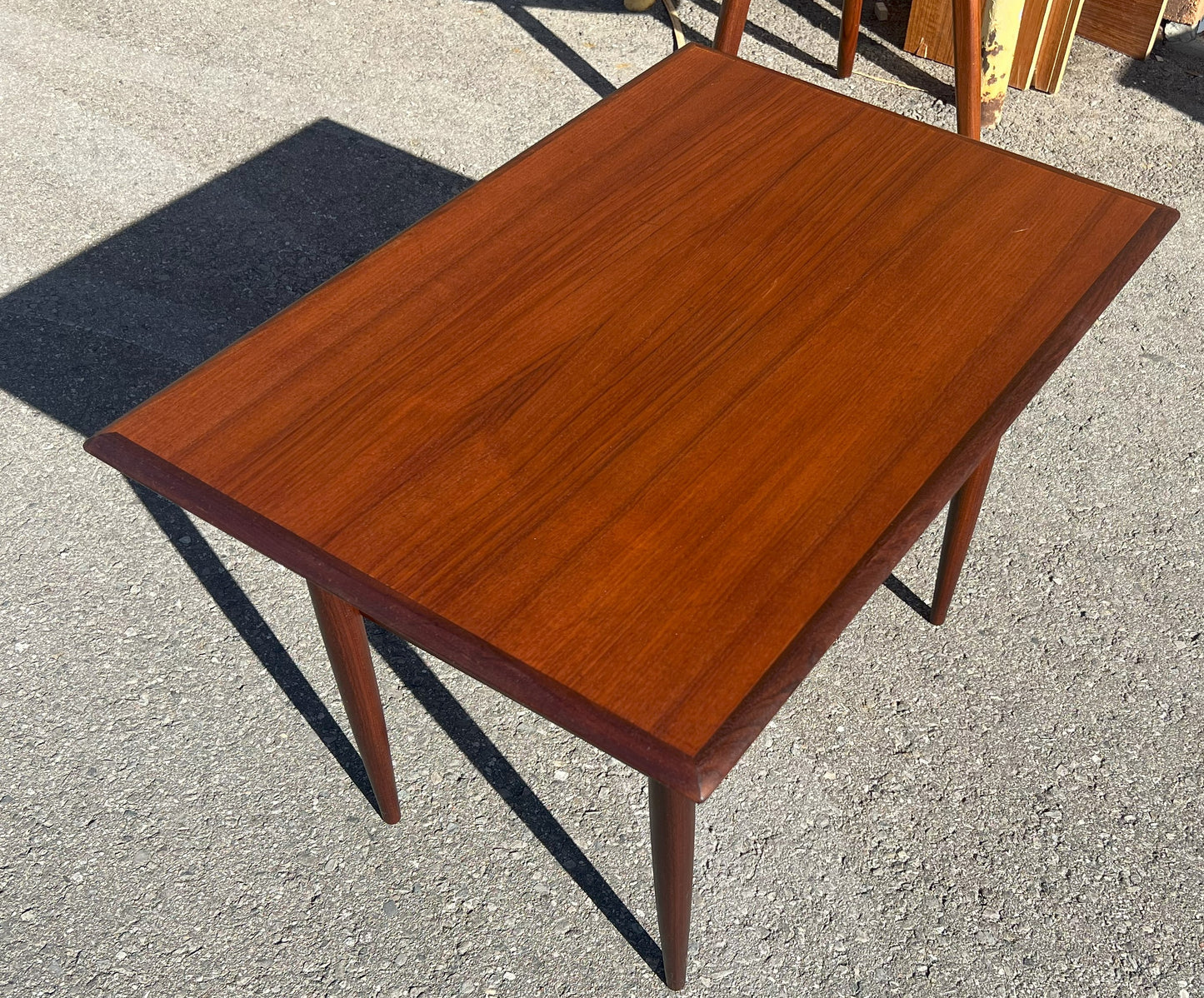 REFINISHED Mid Century Modern Teak Accent Table with Shelf by RS Associates