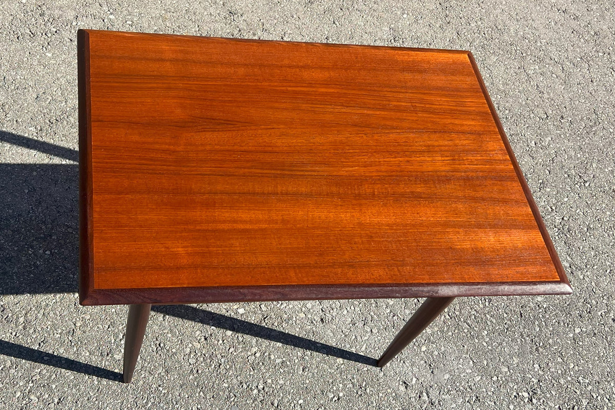 REFINISHED Mid Century Modern Teak Accent Table with Shelf by RS Associates
