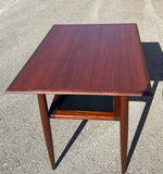 REFINISHED Mid Century Modern Teak Accent Table with Shelf by RS Associates 9