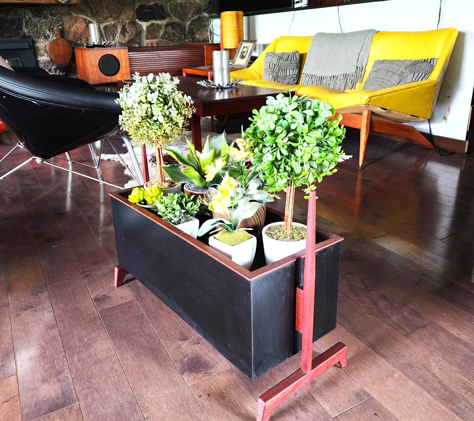 mid century indoor planter Mid Century Modern Teak & Black Planter Indoor – Mid Century Modern Toronto