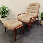 REFINISHED MCM Teak Scoop Lounge Chair & Ottoman by Huber 1