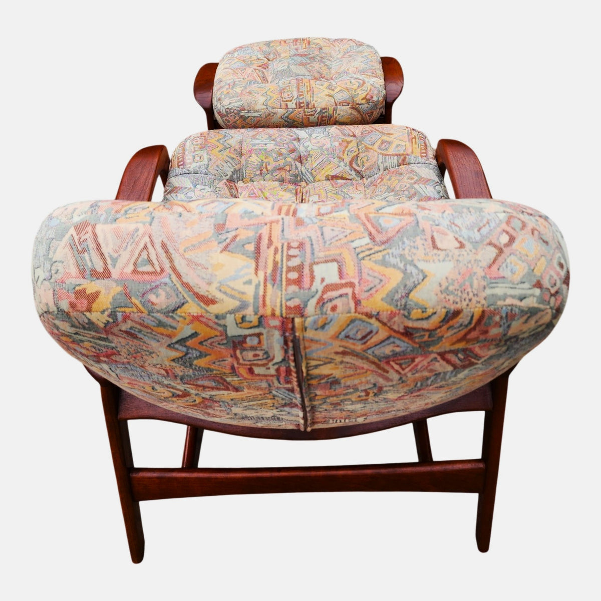 REFINISHED MCM Teak Scoop Lounge Chair & Ottoman by Huber