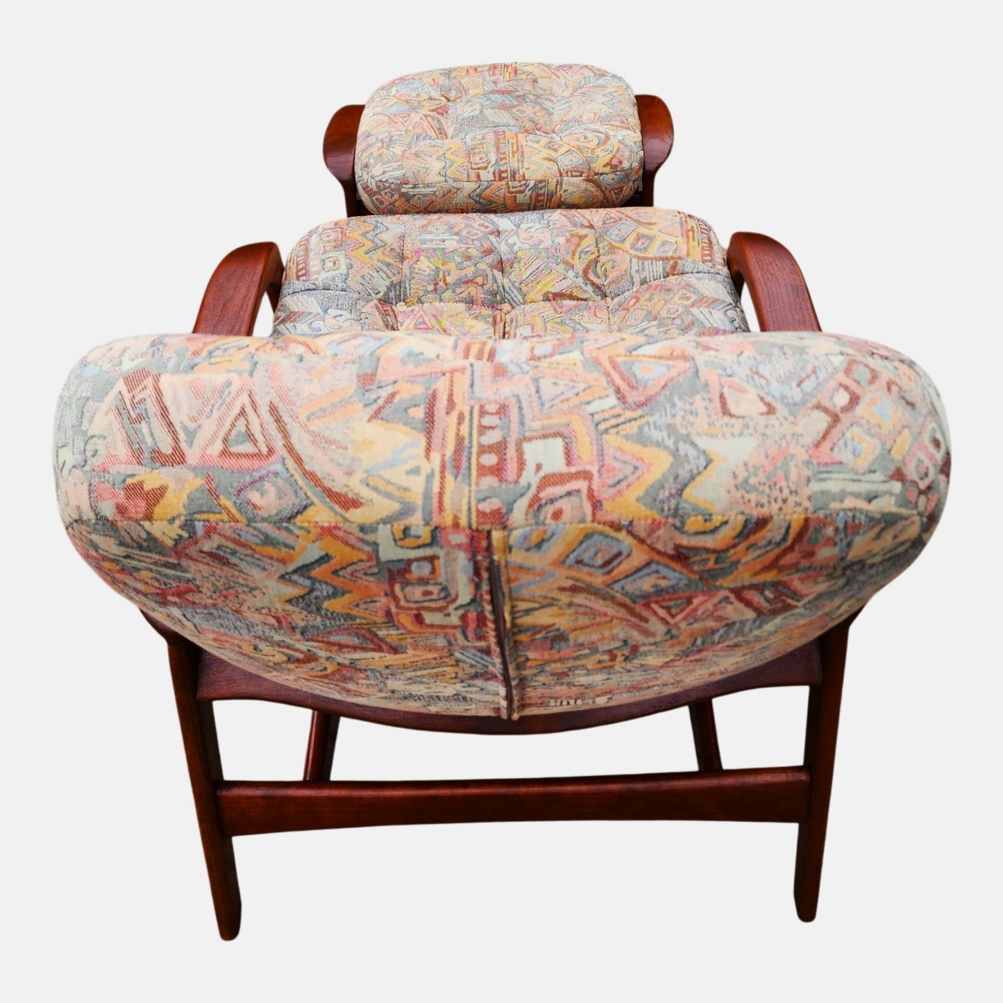 REFINISHED MCM Teak Scoop Lounge Chair & Ottoman by Huber
