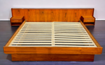 REFINISHED Mid Century Modern Teak Bed w Floating Nightstands King 3