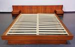 REFINISHED Mid Century Modern Teak Bed w Floating Nightstands King 4