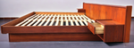 REFINISHED Mid Century Modern Teak Bed w Floating Nightstands King 7