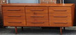 REFINISHED Danish Mid Century Modern Teak King Bed w Nightstands and 9 Drawers Dresser 2