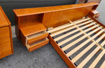 REFINISHED Danish Mid Century Modern Teak King Bed w Nightstands and 9 Drawers Dresser 7