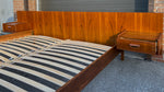 REFINISHED Mid Century Modern Teak Bed King w Floating Nightstands 7
