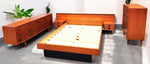 REFINISHED MCM Teak & Rosewood Bed Queen w nightstands, 9 Drawers Dresser & Tallboy 1