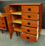 REFINISHED MCM Teak & Rosewood Bed Queen w nightstands, 9 Drawers Dresser & Tallboy 5