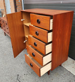 REFINISHED MCM Teak & Rosewood Bed Queen w nightstands, 9 Drawers Dresser & Tallboy 9