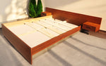 REFINISHED Mid Century Modern Teak Bed w Floating Nightstands Queen 9