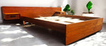 REFINISHED Mid Century Modern Teak Bed w Floating Nightstands Queen 4