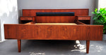 REFINISHED Danish Mid Century Modern Teak Bed w Floating Nightstands Queen 2