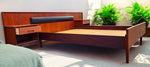 REFINISHED Danish Mid Century Modern Teak Bed w Floating Nightstands Queen 6