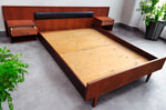 REFINISHED Danish Mid Century Modern Teak Bed w Floating Nightstands Queen 7