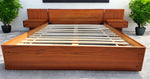 REFINISHED Mid Century Modern Teak Queen Bed w Floating Nightstands 4