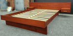 REFINISHED Mid Century Modern Teak Queen Bed w Floating Nightstands 3