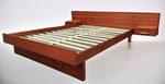 REFINISHED Mid Century Modern Teak Queen Bed w Floating Nightstands 7