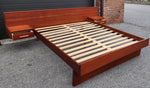 REFINISHED Mid Century Modern Teak Queen Bed w Floating Nightstands 2