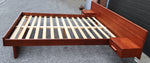 REFINISHED Mid Century Modern Teak Queen Bed w Floating Nightstands 10