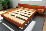 REFINISHED Mid Century Modern teak queen bed w floating nightstands & 2 dressers 10