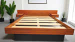 REFINISHED Mid Century Modern teak queen bed w floating nightstands & 2 dressers 9