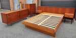 RESTORED Mid Century Modern Teak Queen Bed w Nightstands & 2 Dressers 10