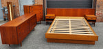 RESTORED Mid Century Modern Teak Queen Bed w Nightstands & 2 Dressers 2