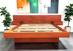 REFINISHED Mid Century Modern Teak Bed w Floating Nightstands Queen 1