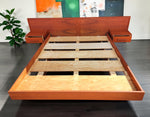 REFINISHED Mid Century Modern Teak Bed w Floating Nightstands Queen 10