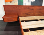 REFINISHED Mid Century Modern Teak Bed w Floating Nightstands Queen 6