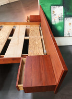 REFINISHED Mid Century Modern Teak Bed w Floating Nightstands Queen 9