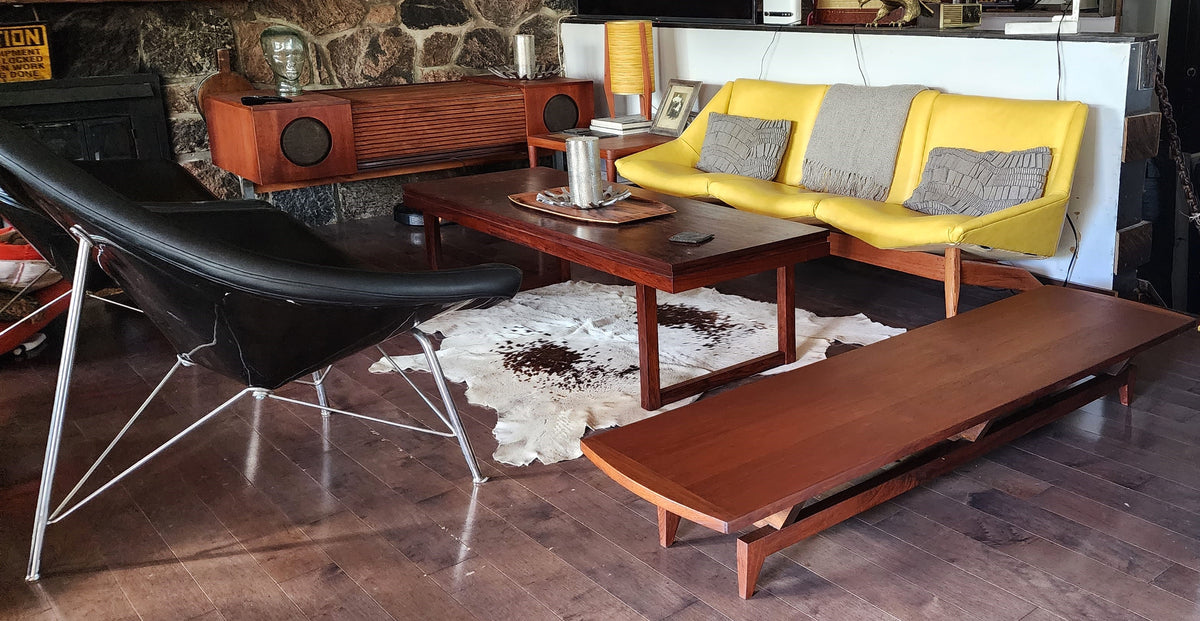 REFINISHED Mid Century Modern Teak Bench or Cocktail Table 66