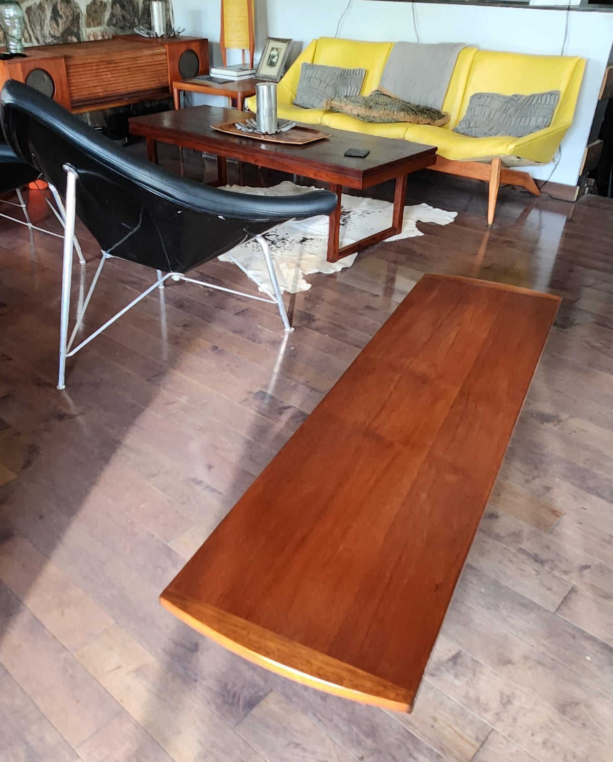 REFINISHED Mid Century Modern Teak Bench or Cocktail Table 66