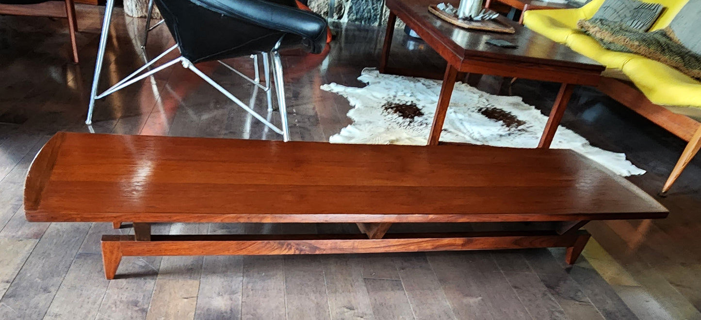 REFINISHED Mid Century Modern Teak Bench or Cocktail /Coffee Table 66" Long & Low