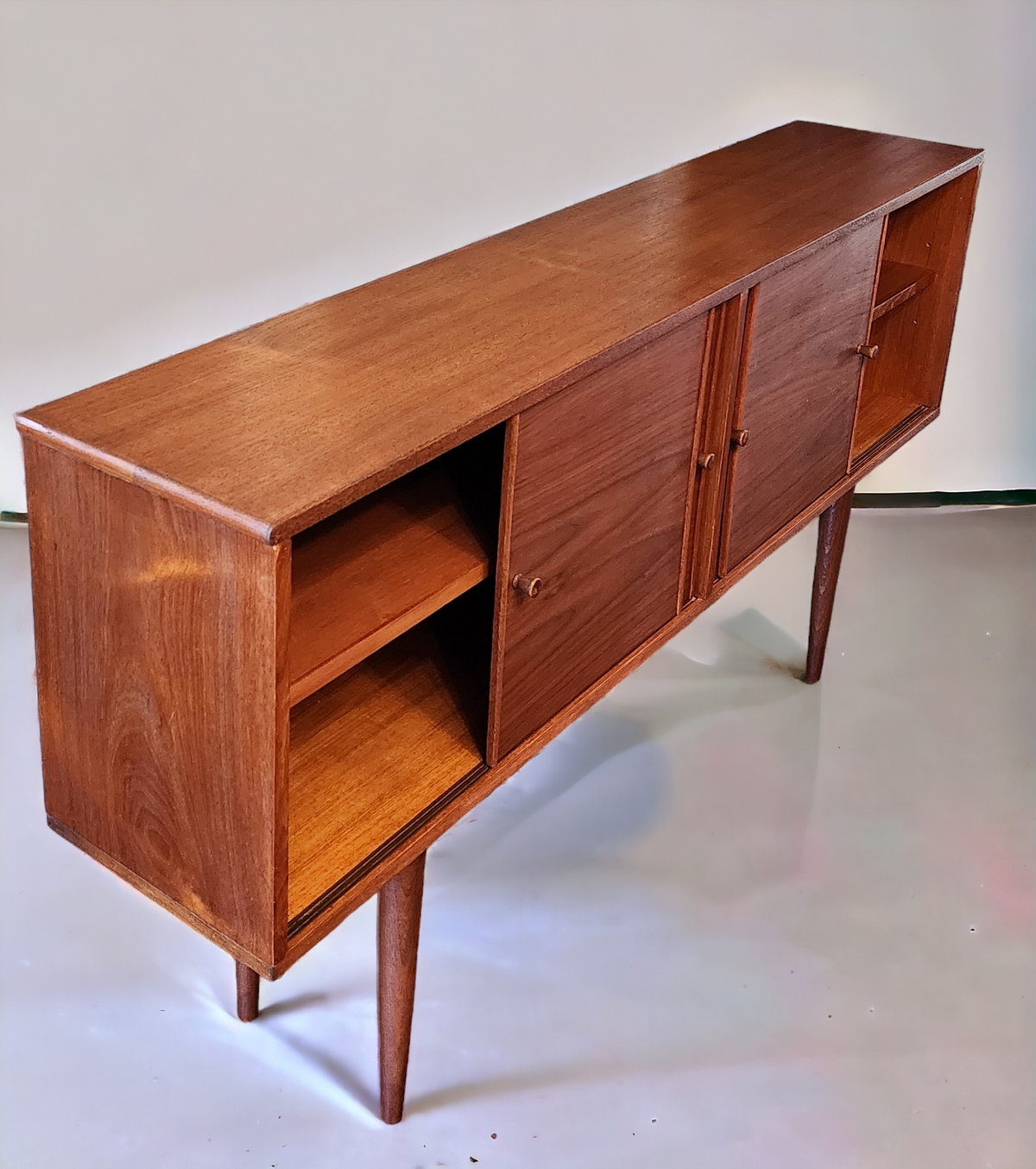 REFINISHED Mid Century Modern Teak Cabinet Narrow 61.5
