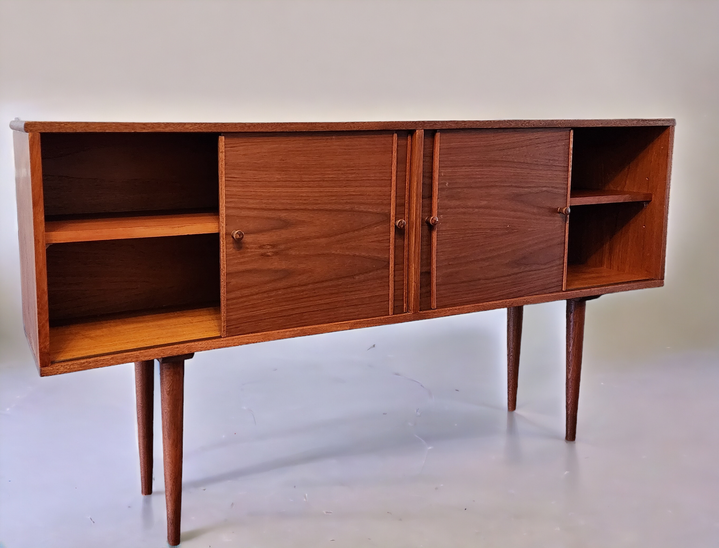 REFINISHED Mid Century Modern Teak Cabinet Narrow 61.5"