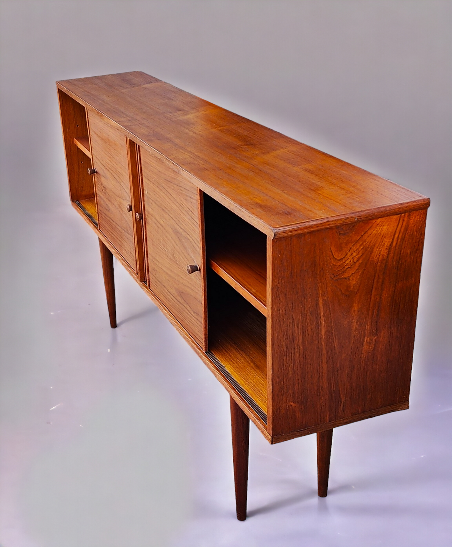 REFINISHED Mid Century Modern Teak Cabinet Narrow 61.5"