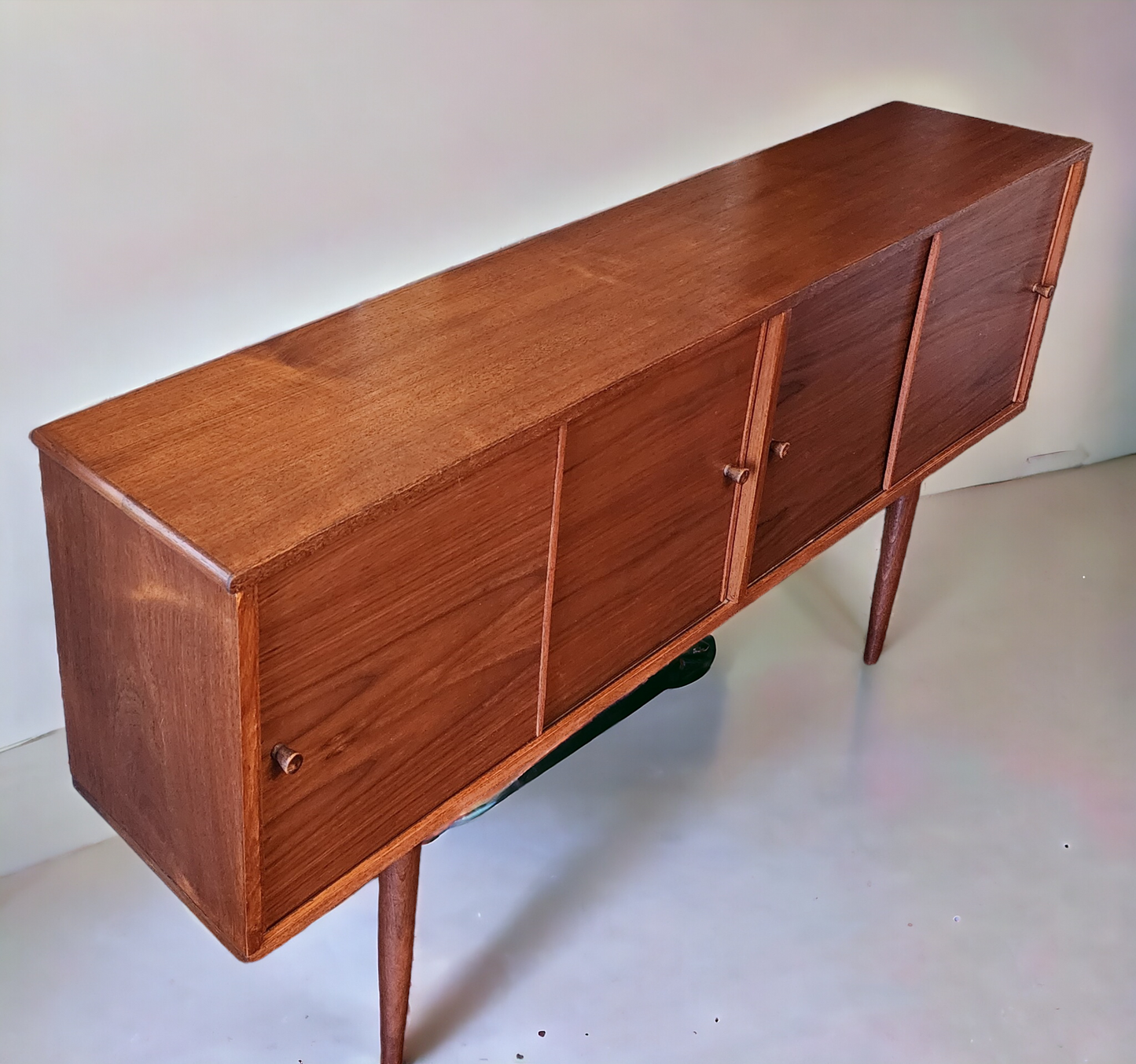 REFINISHED Mid Century Modern Teak Cabinet Narrow 61.5"