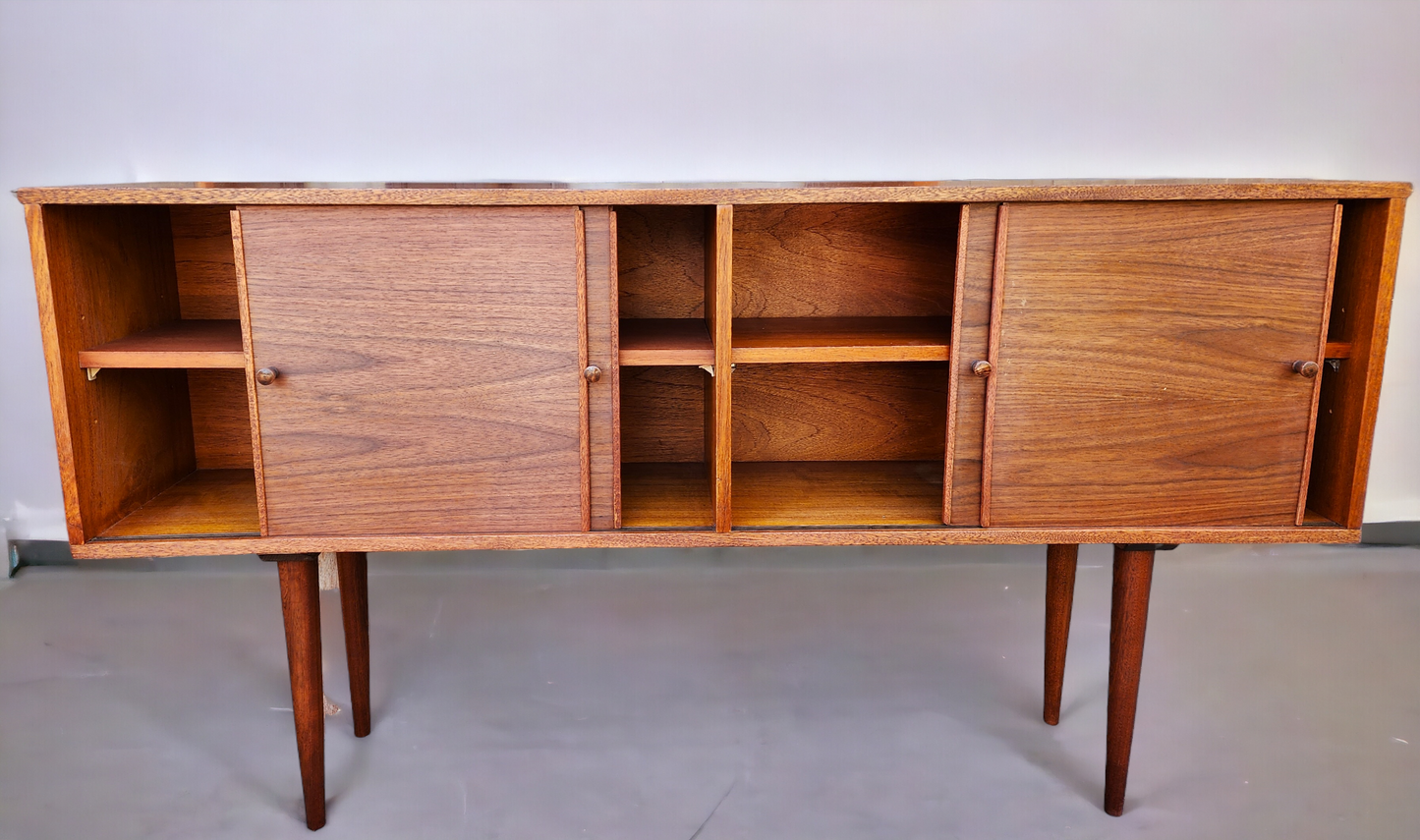 REFINISHED Mid Century Modern Teak Cabinet Narrow 61.5"