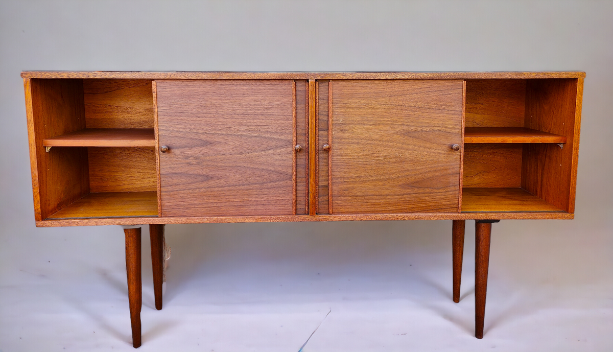 REFINISHED Mid Century Modern Teak Cabinet Narrow 61.5
