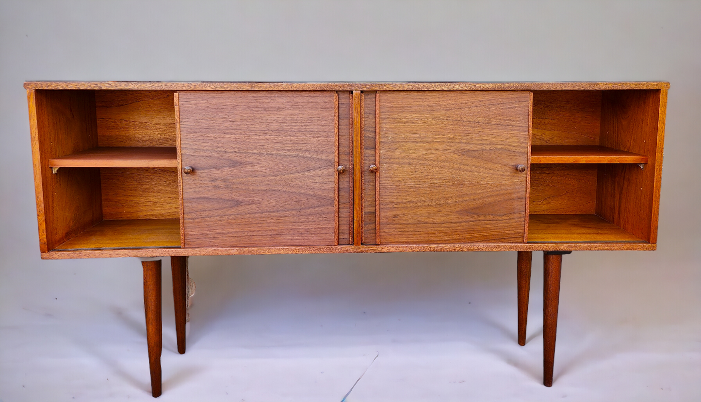 REFINISHED Mid Century Modern Teak Cabinet Narrow 61.5"