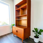 REFINISHED Danish Mid Century Modern Teak Cabinet w Shelving 11