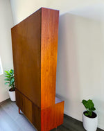 REFINISHED Danish Mid Century Modern Teak Cabinet w Shelving 13