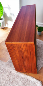 REFINISHED Mid Century Modern Teak Cabinet w Walnut Doors 4 ft Narrow 8