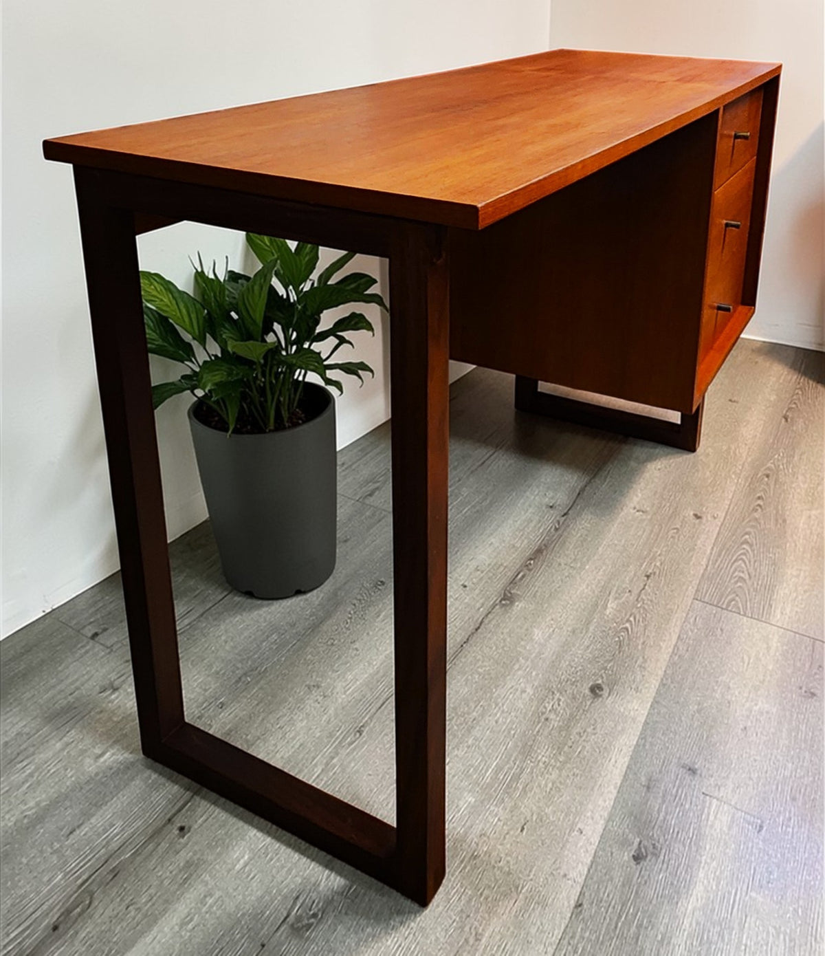 REFINISHED Mid Century Modern Teak Desk by RS Associates 4 ft