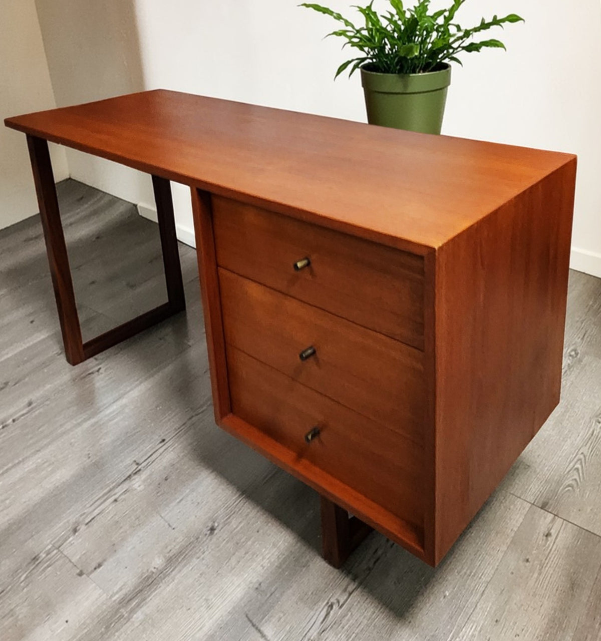 REFINISHED Mid Century Modern Teak Desk by RS Associates 4 ft