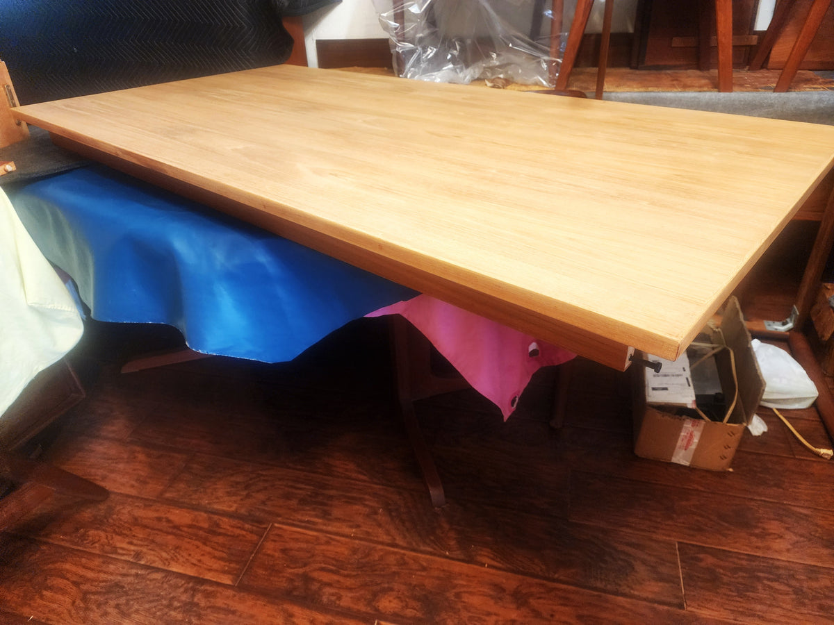 REFINISHED Mid Century Modern Teak Desk w Two Pedestals Free-Standing 65